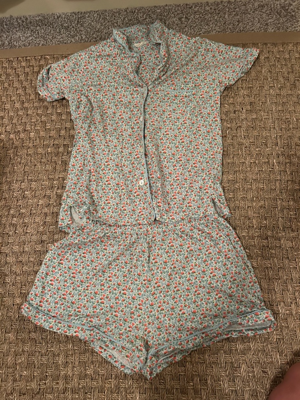 Roller Rabbit Light Blue Floral Short Pajama Set